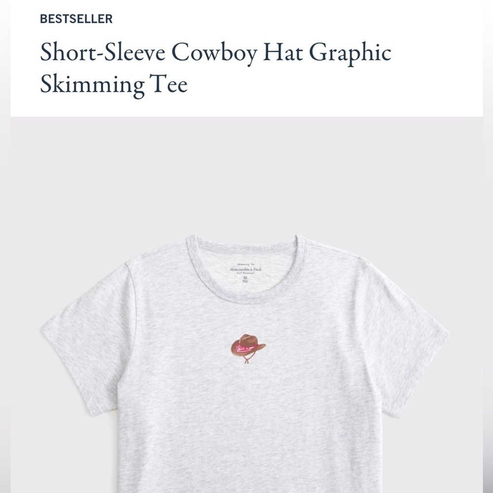 Abercrombie & Fitch Light Gray Tee with Hat Graphic